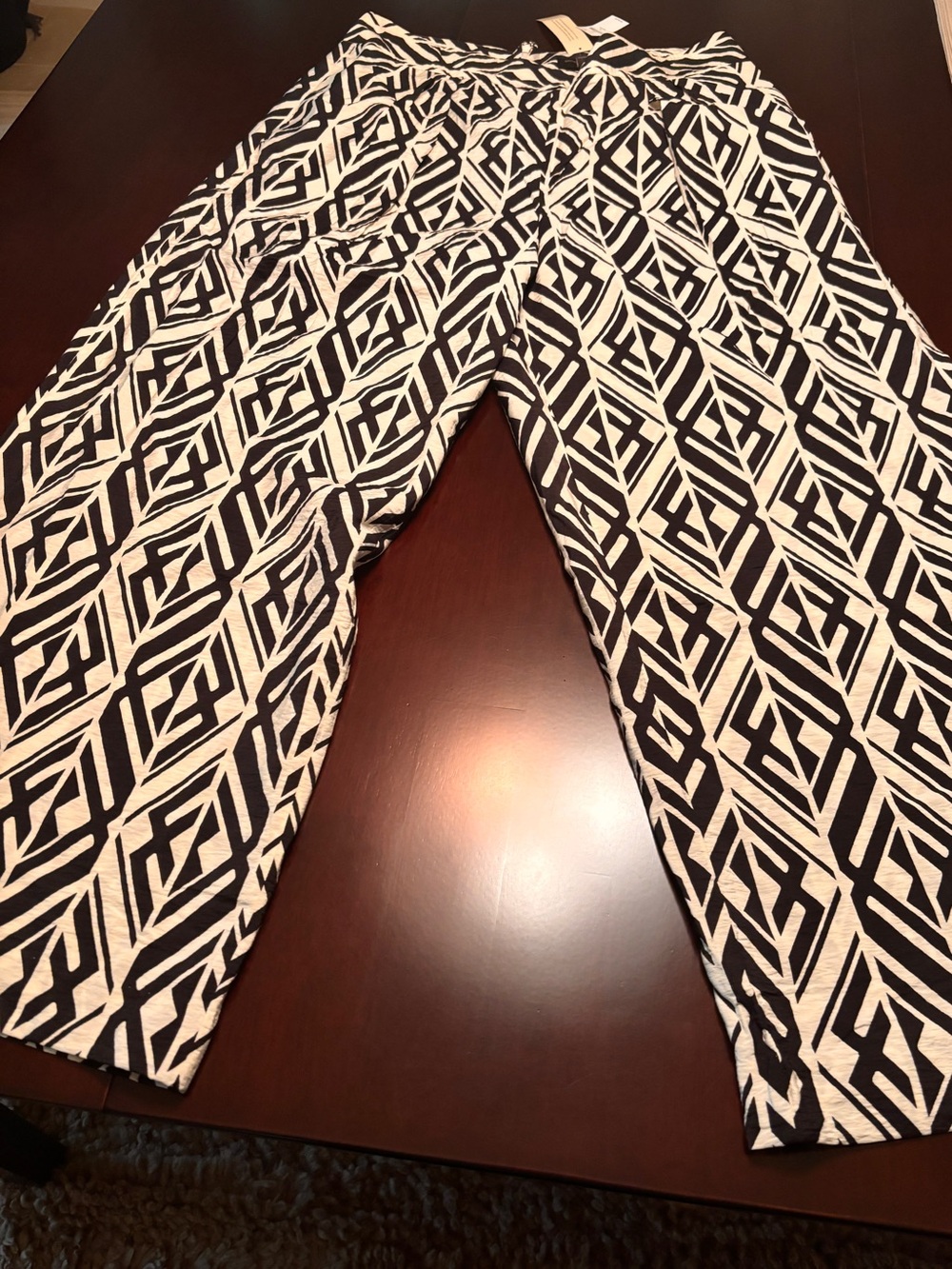 Banana Republic Black and White Geometric Wide Leg Pants